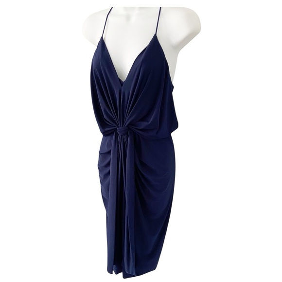 T-Bags Los Angeles Draped Midnight Blue Cocktail Dress Misa size Small - Picture 3 of 10